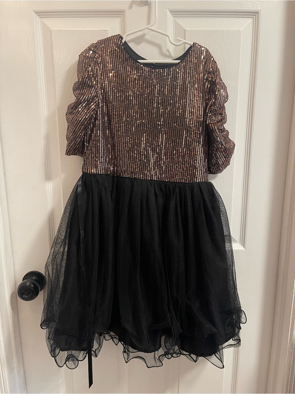 Girls Black and Rose Gold Sequin Party Dress